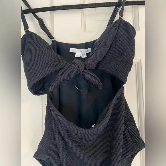 Veronica Beard Black Cut-Out One Piece Swimsuit - Picture 4 of 5